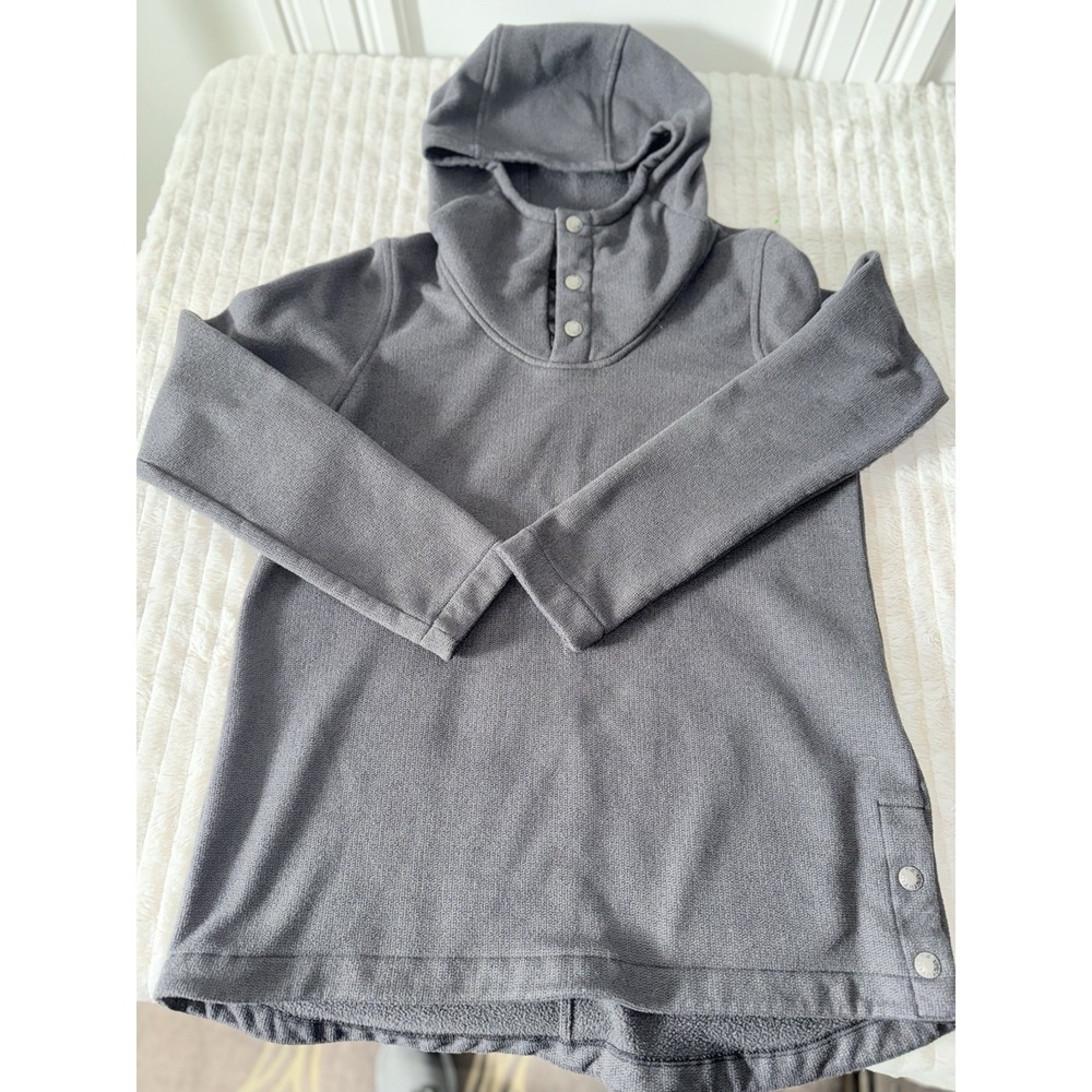 North Face Sweatshirt Hoodie Pullover‎ Hooded Women's Small Blue/Gray Snap Logo